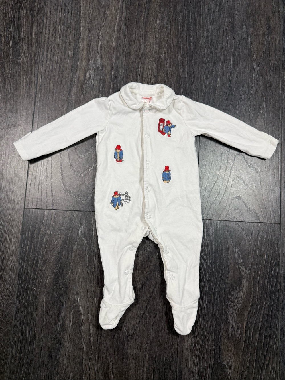 Harrods White Footed One-Piece with Paddington embroidery